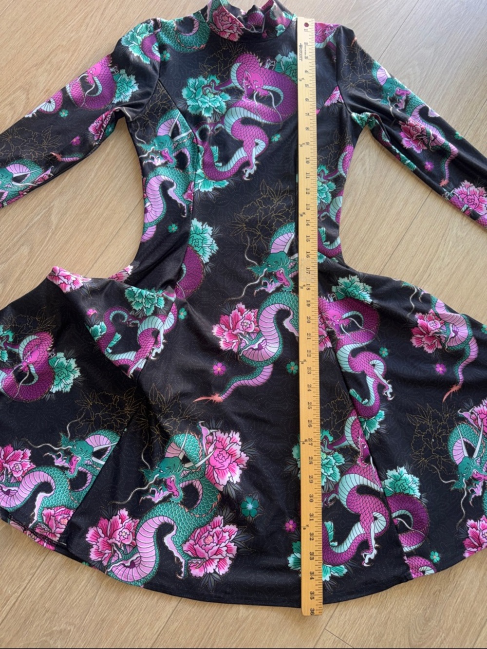 BlackMilk Long Sleeve Evil Longline Dress Dragon Bouquet Size S - Picture 12 of 16